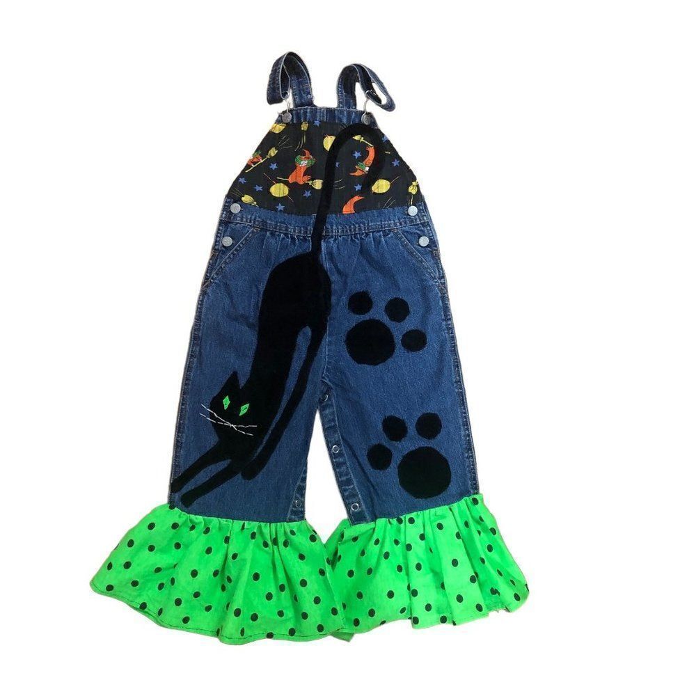 Handmade Halloween Theme Overalls size 4 T